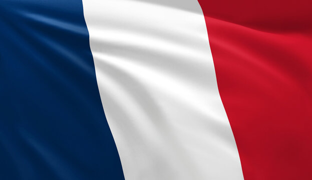 Waving national flag of France close up