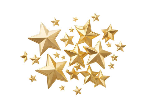 Golden 3d stars cluster sparkles for holiday celebrations.