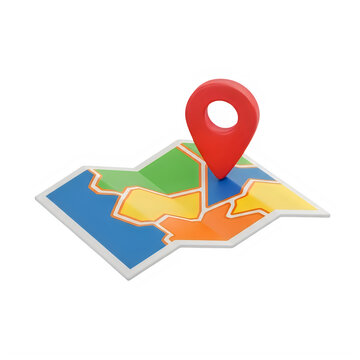 Colorful map pin icon with location marker on world map illustration