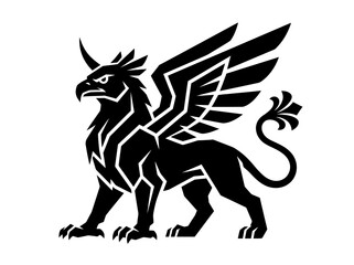 Fototapeta premium Mythical Griffin Creature Silhouette Isolated