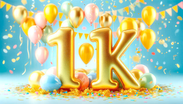 Festive 1K Celebration with Golden Balloons