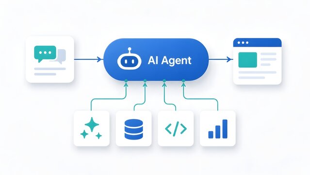 AI Agent System Architecture Diagram Connecting User Input to Data Database Code and Analytics Web Interface