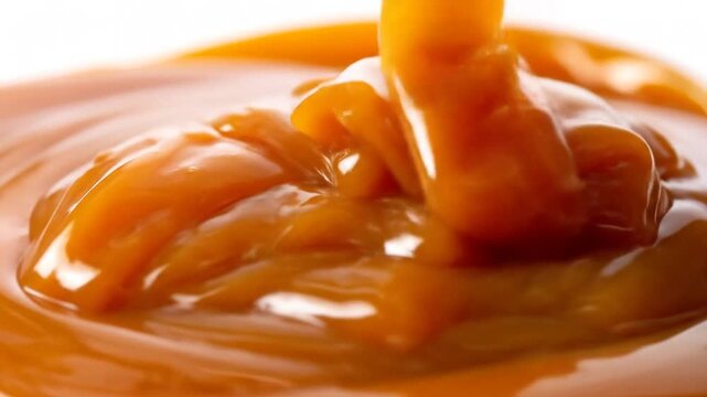 Viscous sweet liquid pouring and swirling in a smooth motion