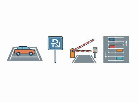 Illustration of a modern automated toll booth system with electronic payment and barrier gate control