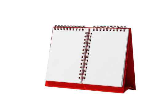 Blank red desk calendar on a table isolated on transparent background