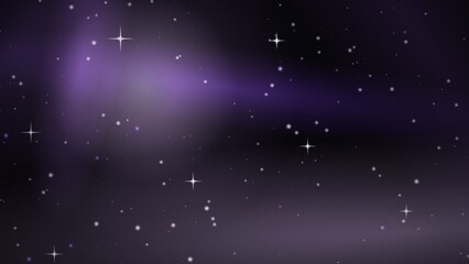 Deep space background, with glowing purple, nebula clouds, scattered, white stars, and, bright twinkling starbursts, in a dark, cosmic void © Pixel With MH