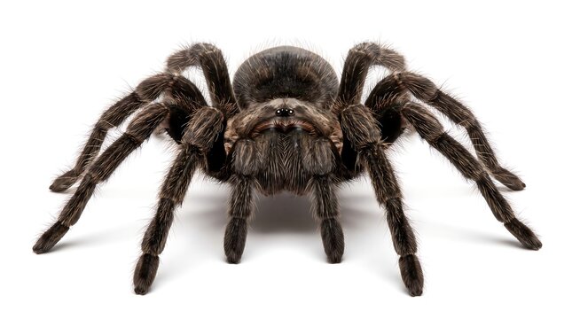 A large hairy tarantula spider isolated on a white background.