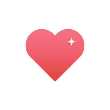 Red heart symbol icon with sparkling glitter effect for design and love concept