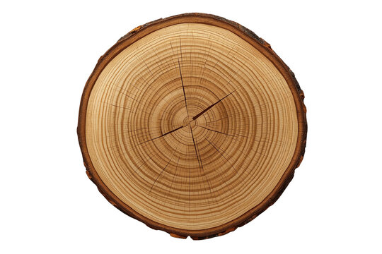 Round tree trunk wood slice viewed from above