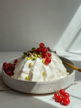 Whipped cream dessert with fresh berries