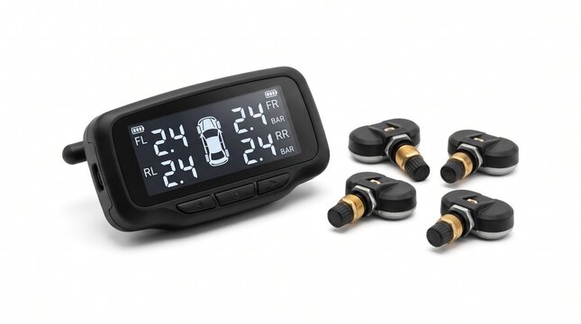 Universal Wireless Tire Pressure Monitoring System (TPMS) with 4 Internal Sensors and Real-Time LCD Safety Display