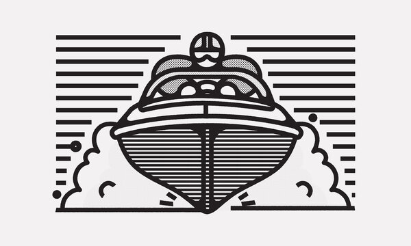 Speedboat Driver Front View Racing Illustration