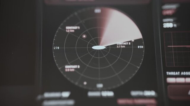 tactical sonar radar scans multiple underwater contacts