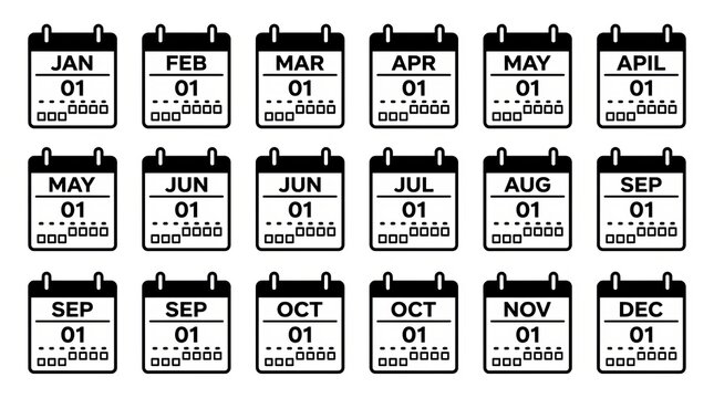 Calendar Pages Showing Months and Days of the Year Layout.