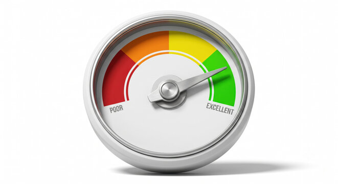 Credit score meter: poor‑to‑excellent; ML scorecard, logistic regression, monotonic constraints, PD calibration, approval threshold.