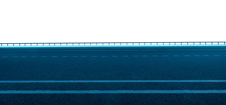 3d rendering empty futuristic highway road with blue neon lighting