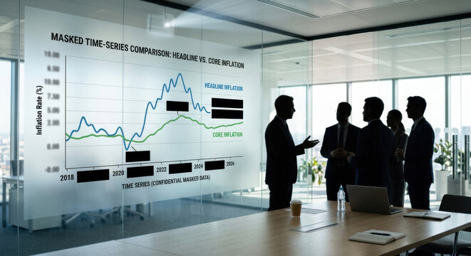 Boardroom charts: core CPI, PCE ex food and energy; year‑over‑year and month‑over‑month trends, monetary policy.