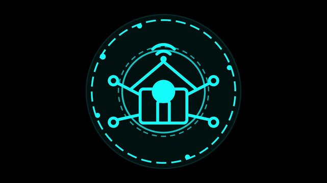 Futuristic glowing digital icon representing interconnected data flow, advanced network systems, and abstract technology for modern virtual interfaces and innovative design projects