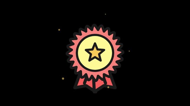 A digital vector illustration of a gold star award badge on a dark background