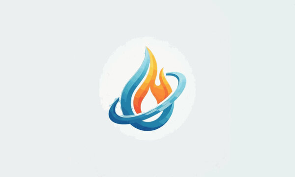 Vector flame and water drop icons. Abstract blue fire, energy, and liquid drop designs with gradient and leaf variations. Perfect for energy, eco, gas, oil, spa, wellness, technology, and me