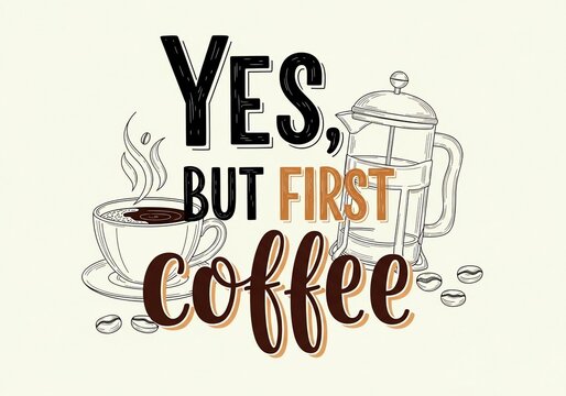 はい、まずコーヒー。淹れたて、温かい一杯、朝のひととき、リラックスタイム、コーヒーブレイク、フレンチプレス、豆