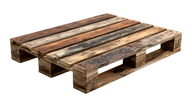 Highly detailed wooden shipping pallet on white background with visible grain texture texture plain logistics transport warehouse industry with delivery
