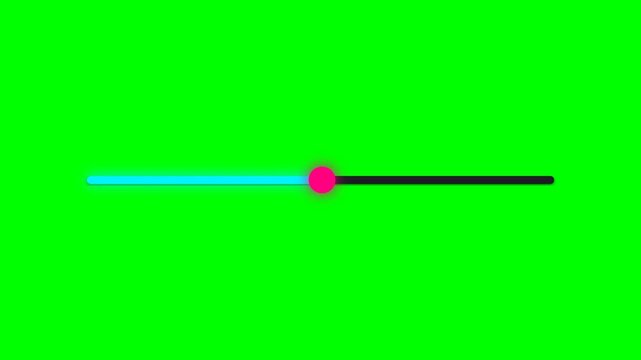Modern Digital Loading Progress Bar with Neon Pink Glowing Knob and Cyan Blue Line Indicator on Green Screen Background for Video Editing