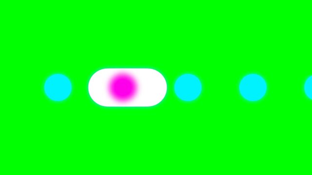 Abstract Neon Glowing Loading Progress Bar Animation on Green Screen, Chroma Key UI Element with Vibrant Blue and Pink Glowing Dots and White Shape