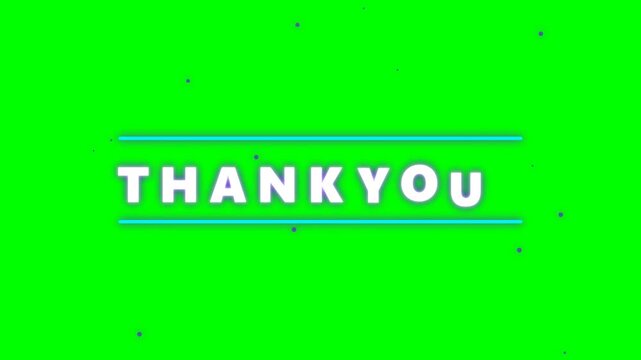 Animated Thank You Message with Glowing Neon Blue Lines on Chroma Key Green Screen Background for Video Production and Social Media Marketing