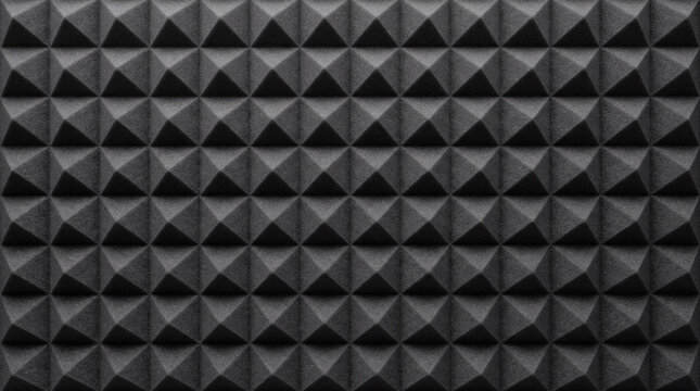 Dark Grey Acoustic Foam Panel Texture Background. Soundproofing Material for Studio Walls, Noise Reduction, and Audio Recording Environments.