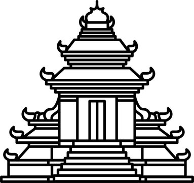 Traditional balinese house line art illustration