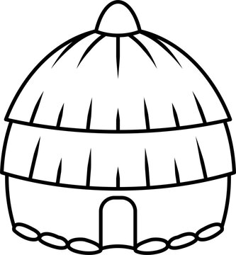 Traditional honai house linear illustration