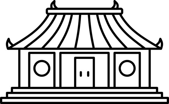 Rumah limas traditional house line art illustration