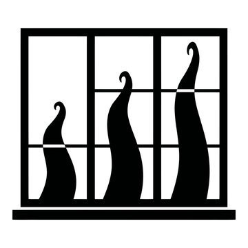 Tentacles rising outside a window silhouette icon