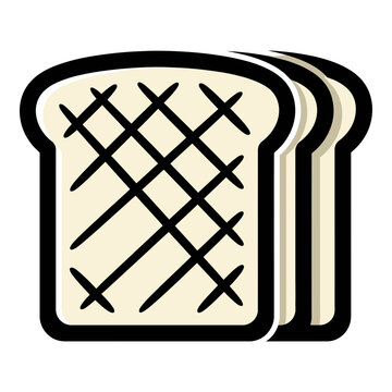 White bread slices stack icon illustration