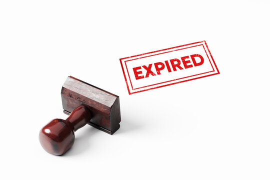 Rubber stamp imprinting EXPIRED red text on white document