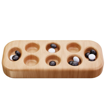 Traditional Mancala Board Game 3D Illustrations
