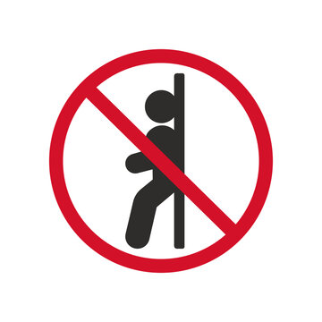 flat iconno leaning, do not lean on sign, stop label