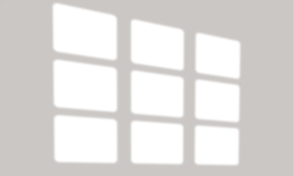 Realistic Angled 3x3 Window Frame Light Overlay with Sunlight PNG Effect