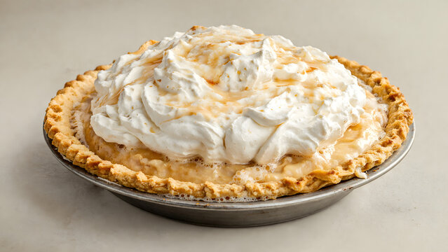 A Vintage Tin Mold Frames Root Beer Float Pie With Rich Cream Filling And Nostalgic Dessert Character