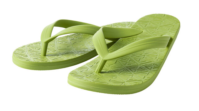 Lime green flip-flops with textured soles