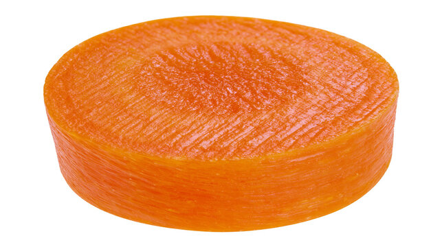 Orange carrot slice with textured surface