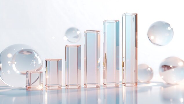 Generative AI visualizes a futuristic growth graph with transparent cylindrical objects