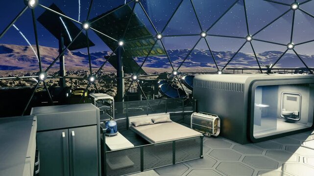 Optimized technical workspace design. Small and efficient technical station designed for engineering tasks with comprehensive lighting and tools