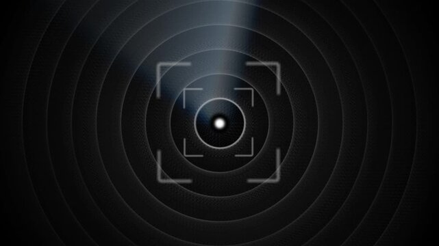 Futuristic white neon radar display scanning in dark background technology modern motion graphic