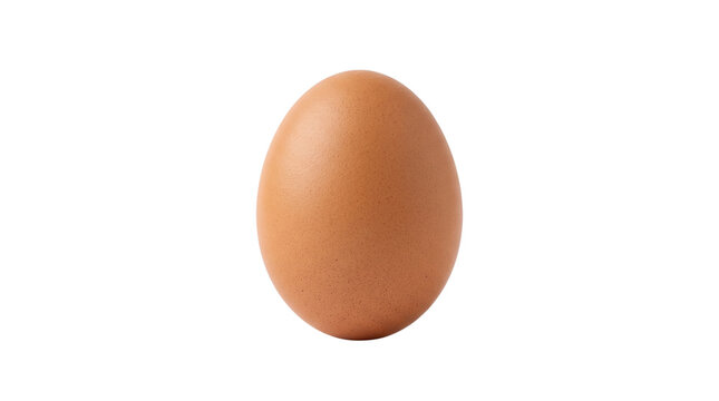 Brown chicken egg standing upright, fresh organic farm egg, smooth textured shell for cooking and baking concepts isolated PNG with Transparent Background