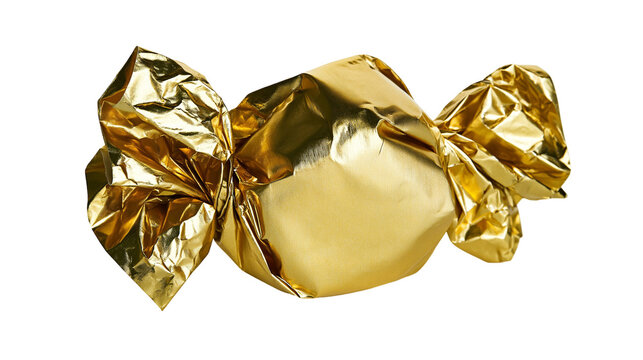 Golden candy wrapper with twisted ends