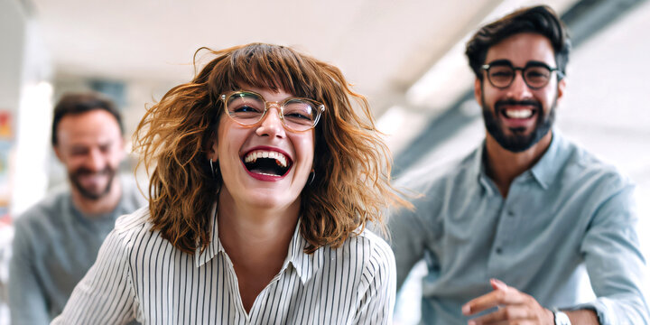 Happy Business group laugh diverse business people are smiling and working and chatting person happy after successfully completing the work.