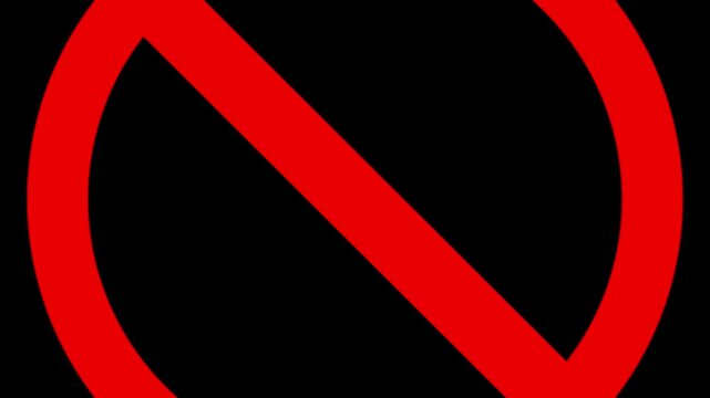 Forbidden sign. Restricted no entry prohibited ban symbol of a red line striking through the centre of a red empty circle for banned or forbidden actions road sign