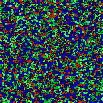 Dark blue green red mosaic of irregular polygons